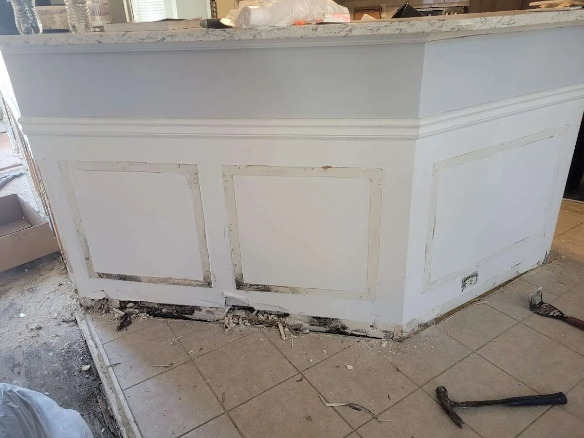 Water damage and mold on kitchen during Storm Damage Restoration in Glenmont
